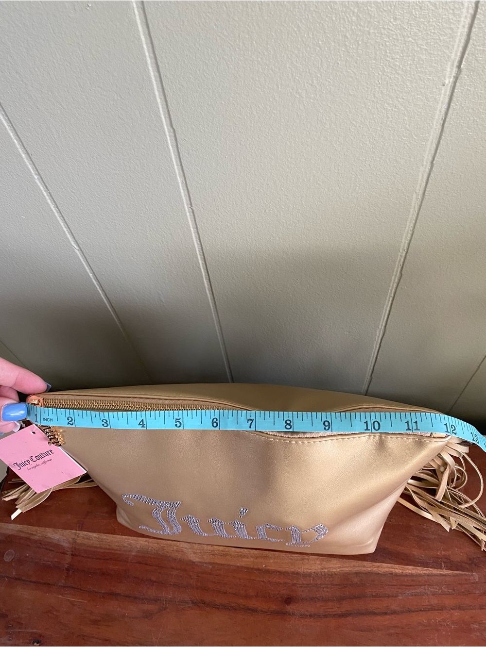 Juicy Couture Gold Rhinestone Fringe Travel Pouch/Large Makeup Bag NWT - Picture 6 of 7